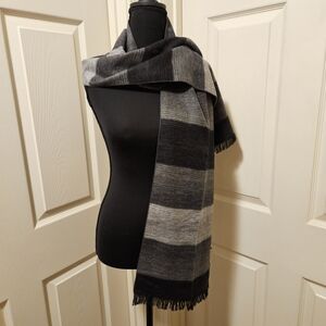 100% Silk Scarf Andrew Noble Charcoal/Gray NWOT